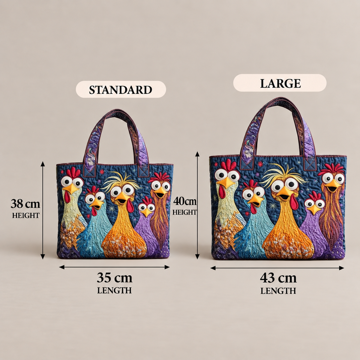 Handcrafted Bag | Five Colourful Hens
