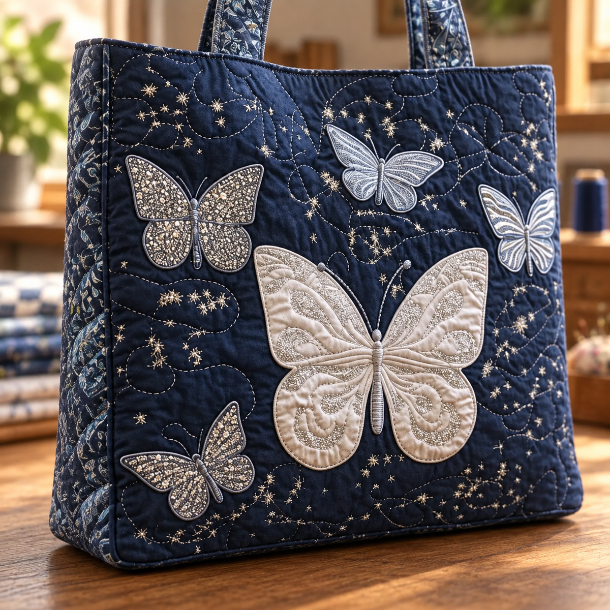 Handcrafted Bag | Silver Butterfly