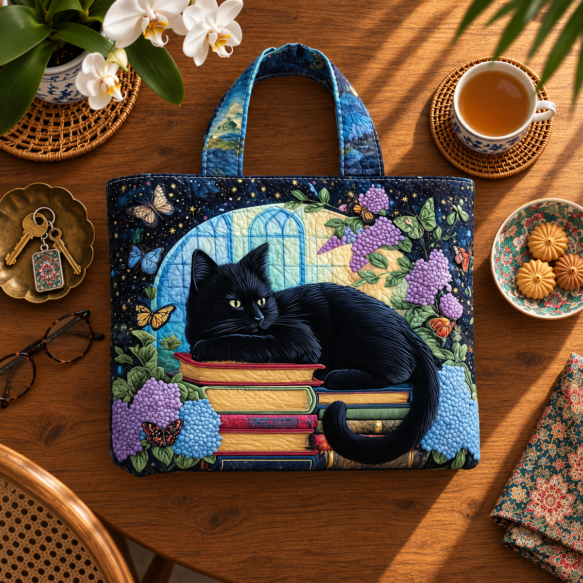 Handcrafted Bag | The Black Cat and the Books