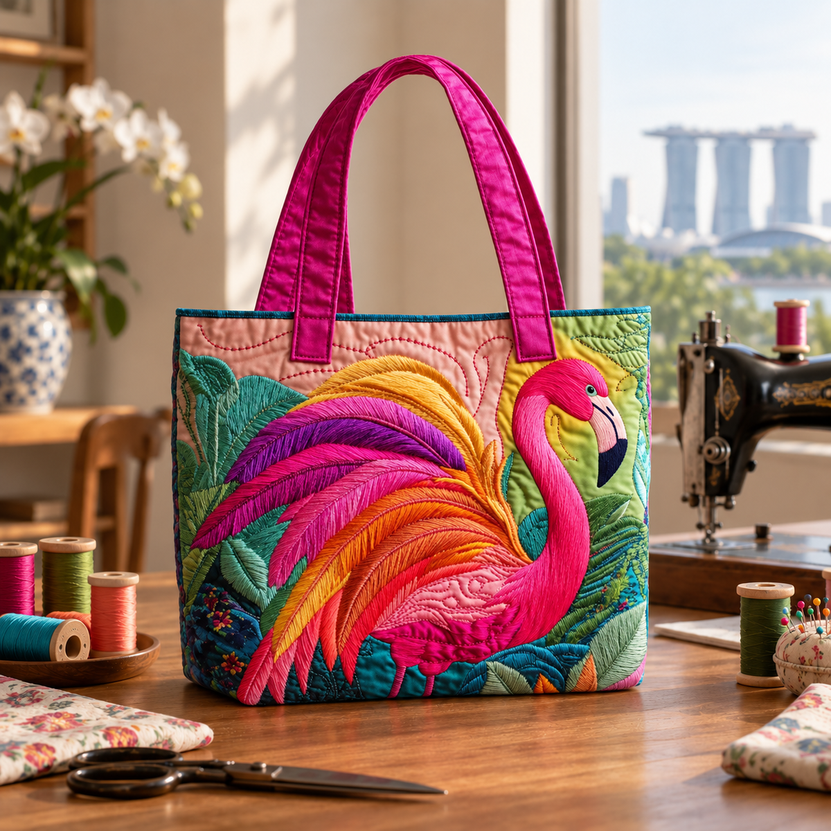 Handcrafted Bag | Flamingo and Rainbow