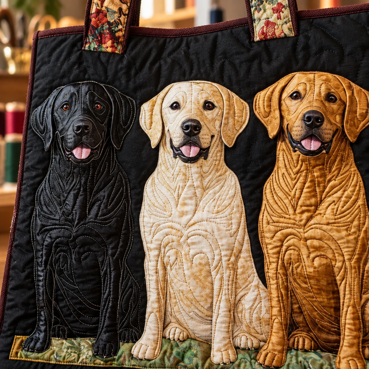 Handcrafted Bag | Three Labradors