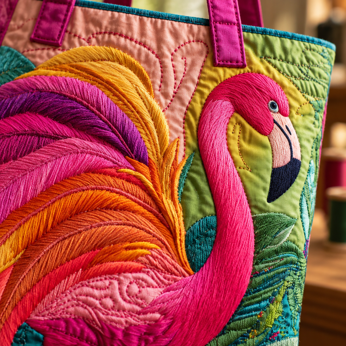 Handcrafted Bag | Flamingo and Rainbow