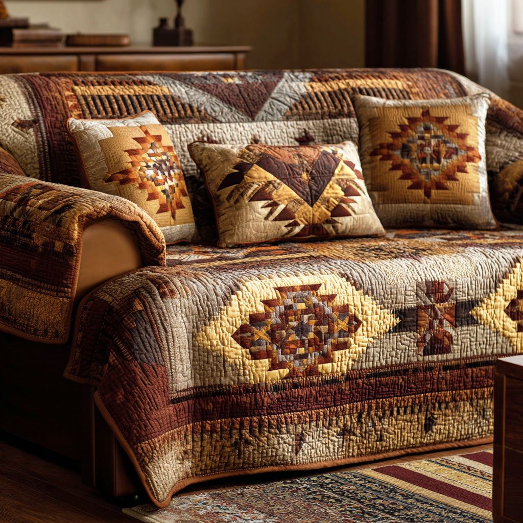 Canyon Geometry Quilted Sofa Protector