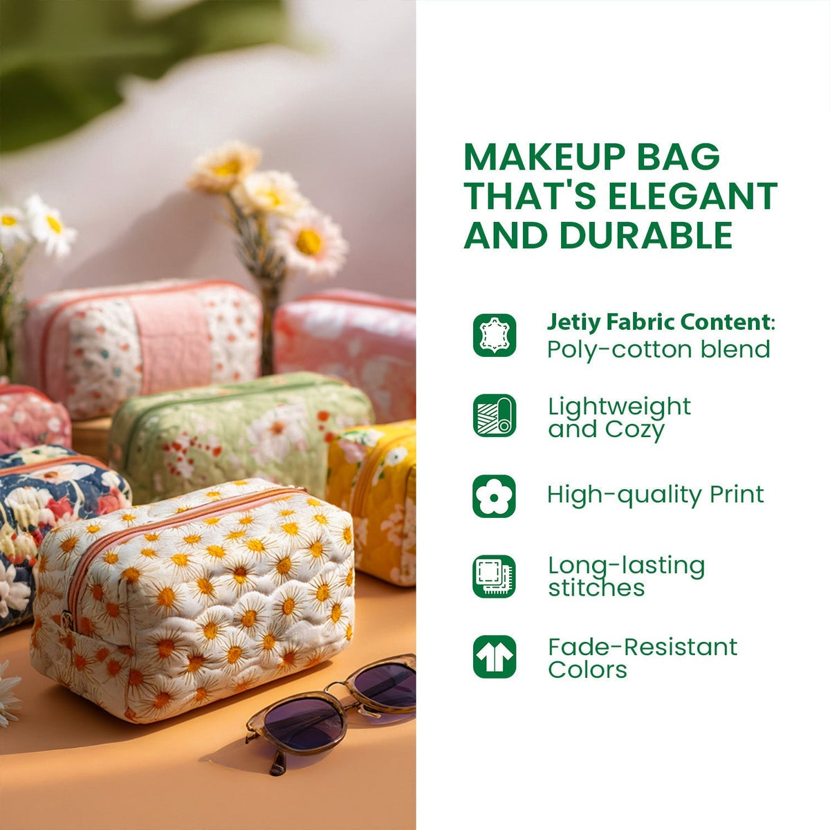 Butterfly Grace Quilted Makeup Bag