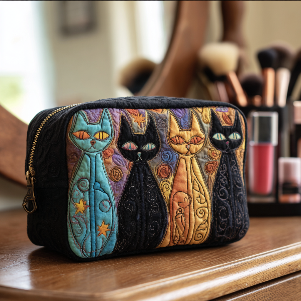 Cat Dreams Quilted Makeup Bag