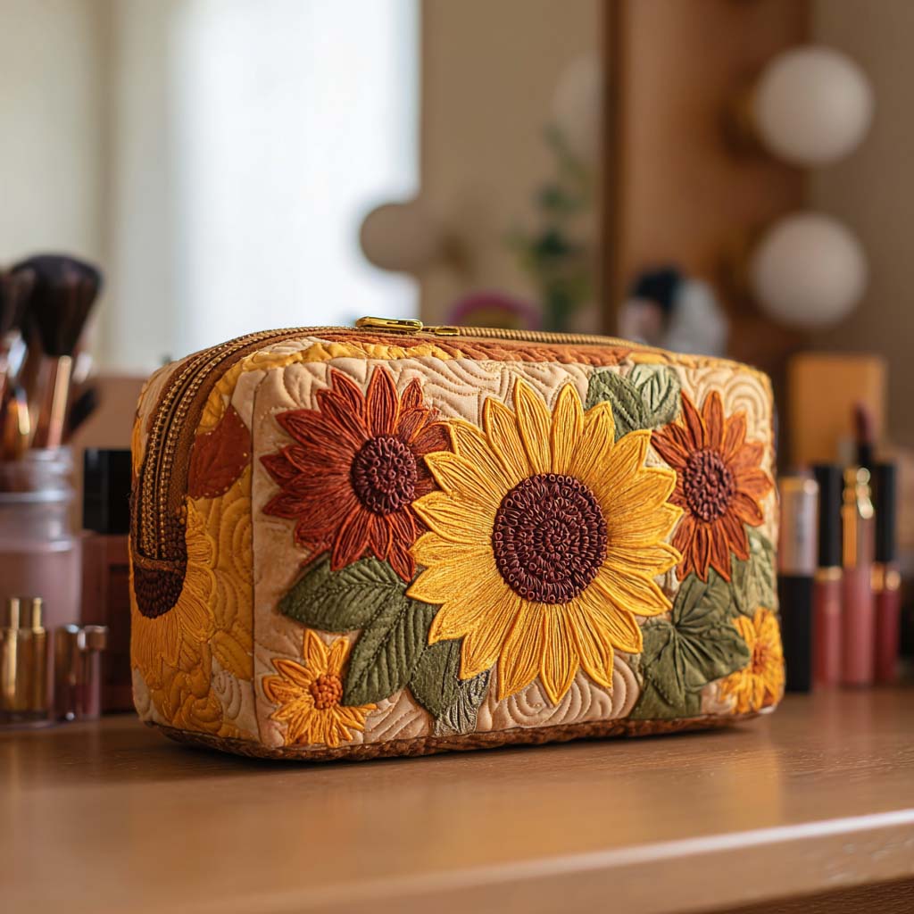 Cheerful Charm Quilted Makeup Bag