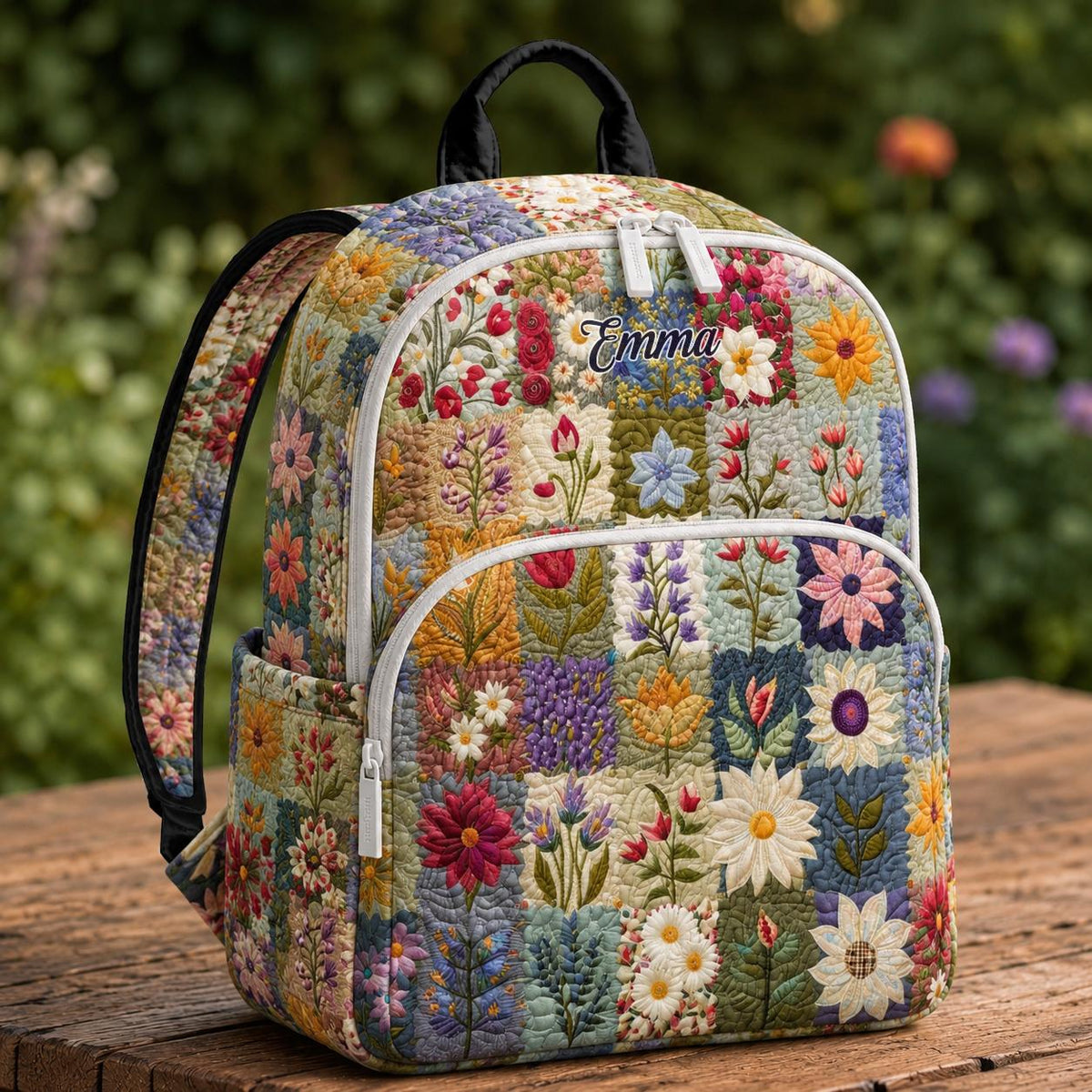 Custom Floral Patchwork Quilted Backpack TG06