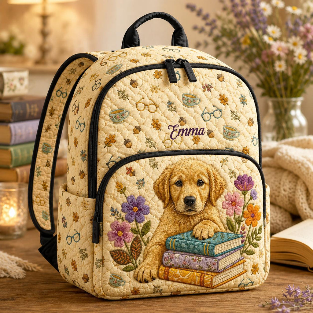 Customizable Quilted Backpack featuring Golden Retriever Design - Model TG30