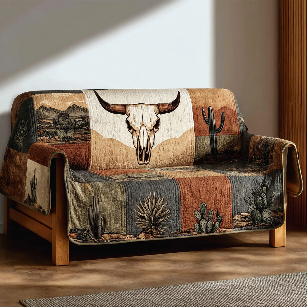 Dustland Quilted Longhorn Western Sofa Cover