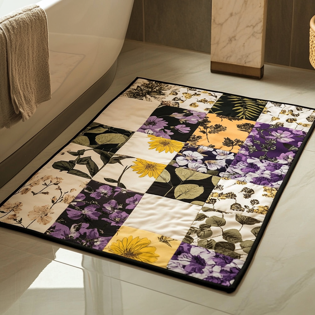Floral Patchwork Bath Mat - NCU0DDK2341