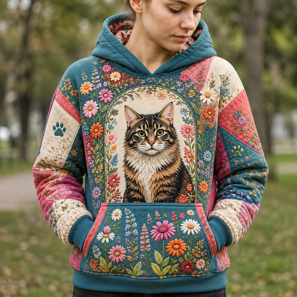 Floral Cat Garden Hoodie
