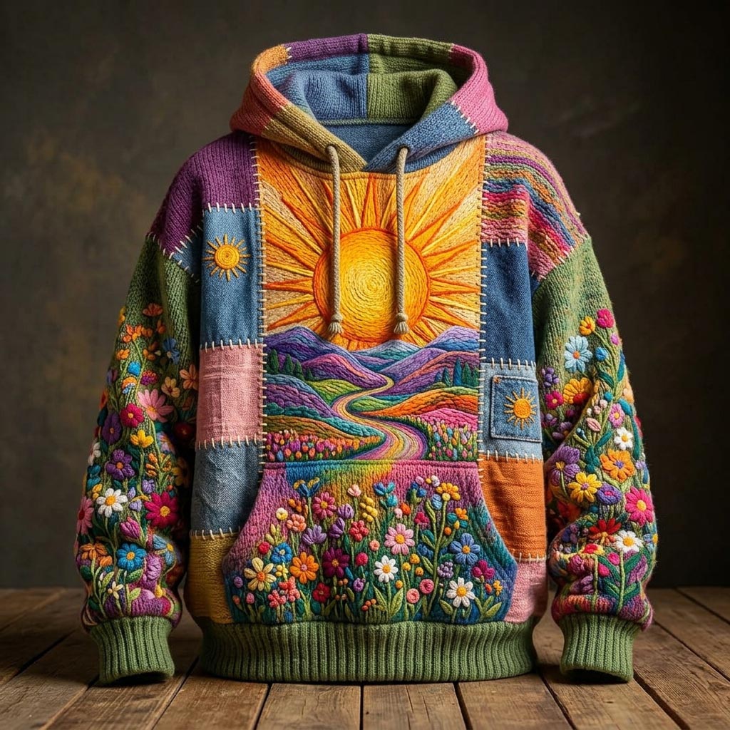 Boho Patchwork Hoodie
