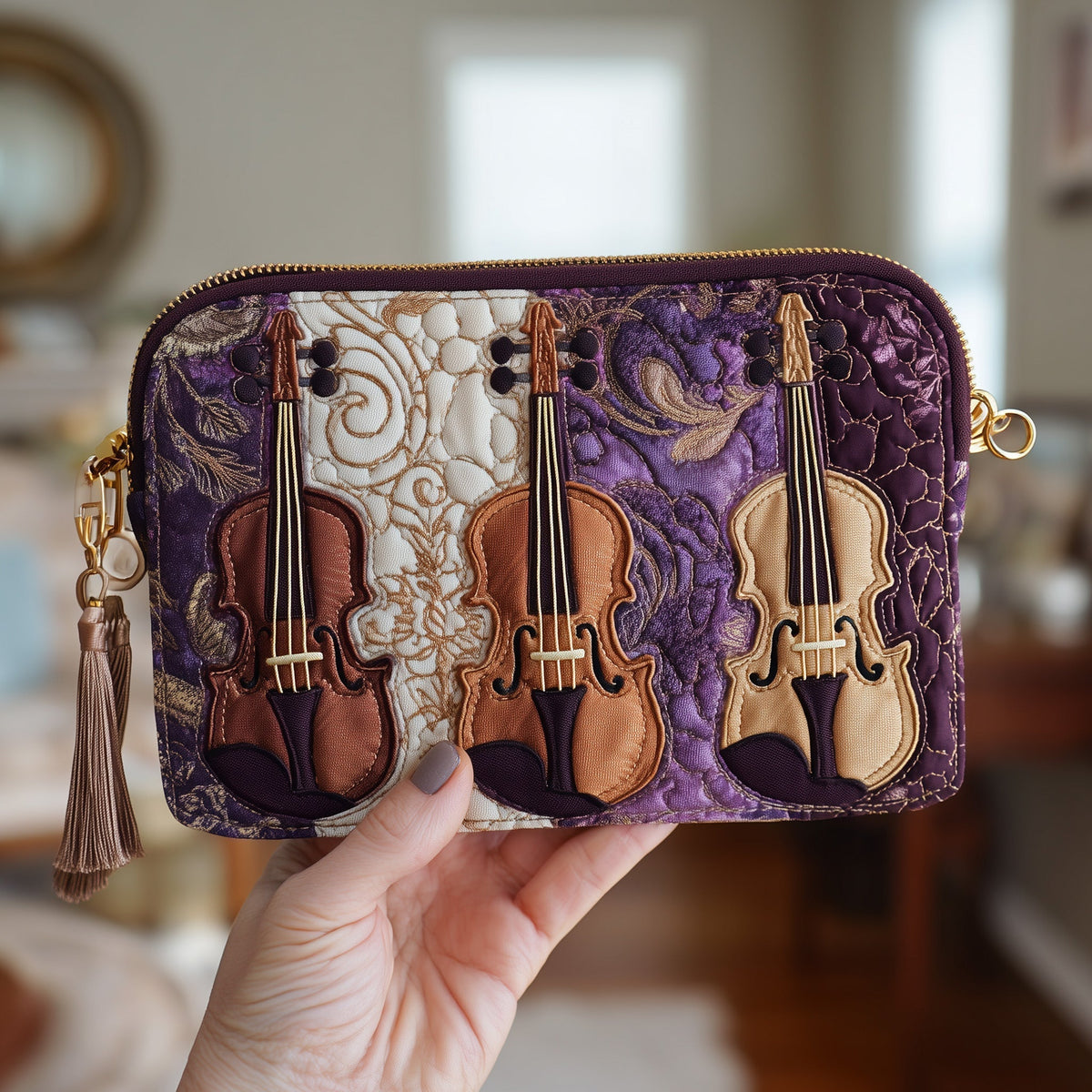 Elegant Violin Quilted Purse GFTOTL4079