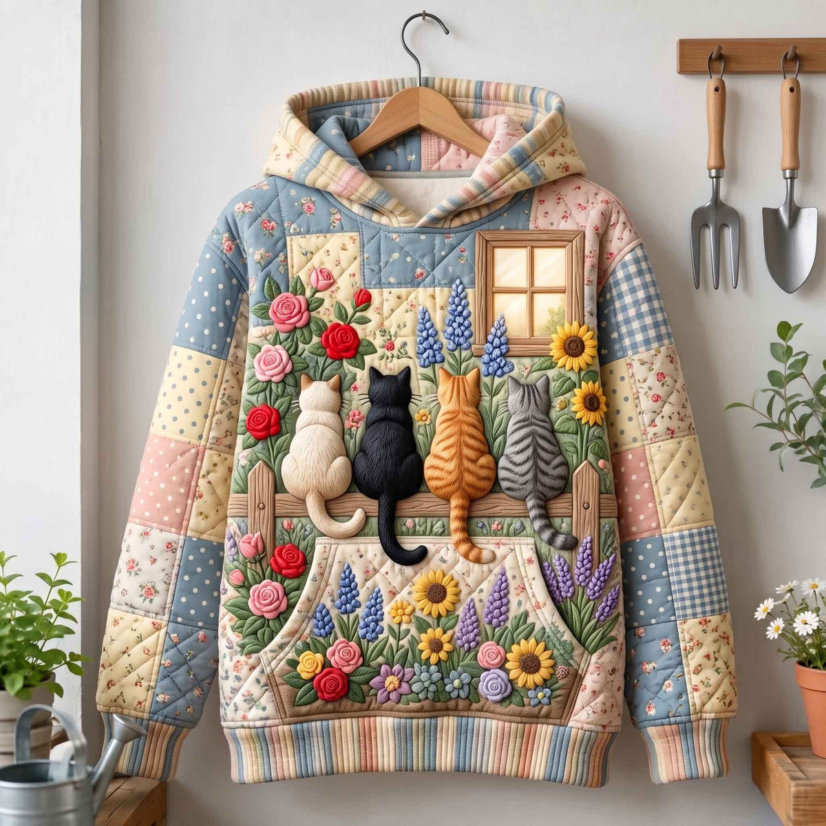 Floral Felines Hoodie
