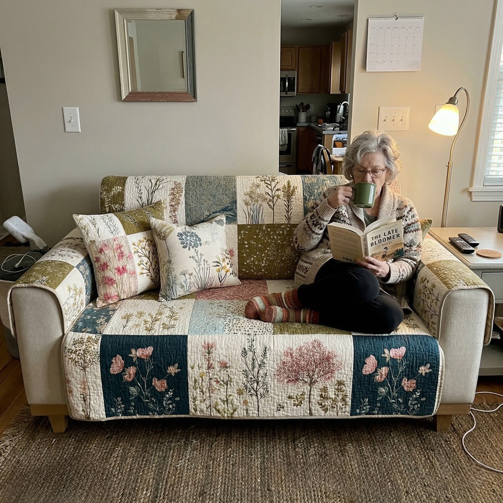 Country Blossom Quilted Sofa Protector