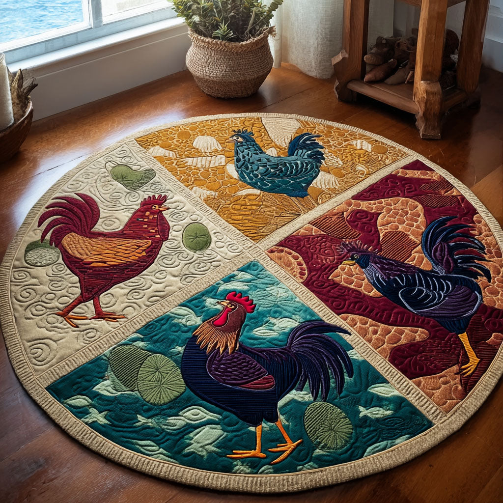 Kaleido-Clucks Round Area Rug NCU0PT9865