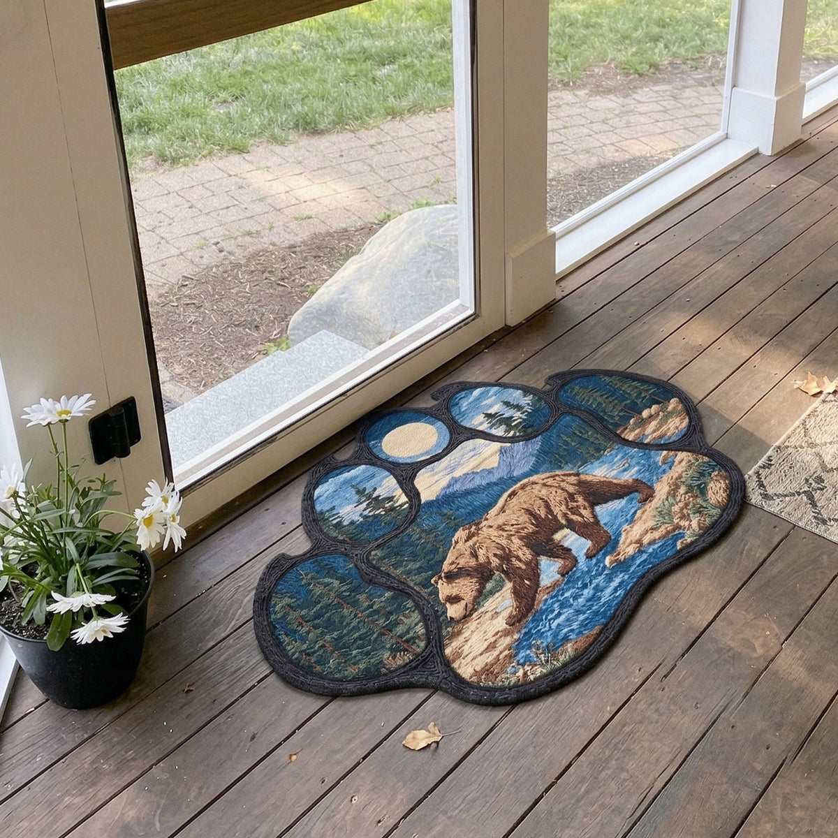 Custom Shaped Doormat with Mountain Paw Scene - NCU0NNT3081