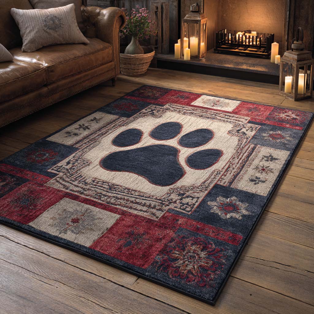 NCU0NXD1270 Patchwork Paw Print Area Rug
