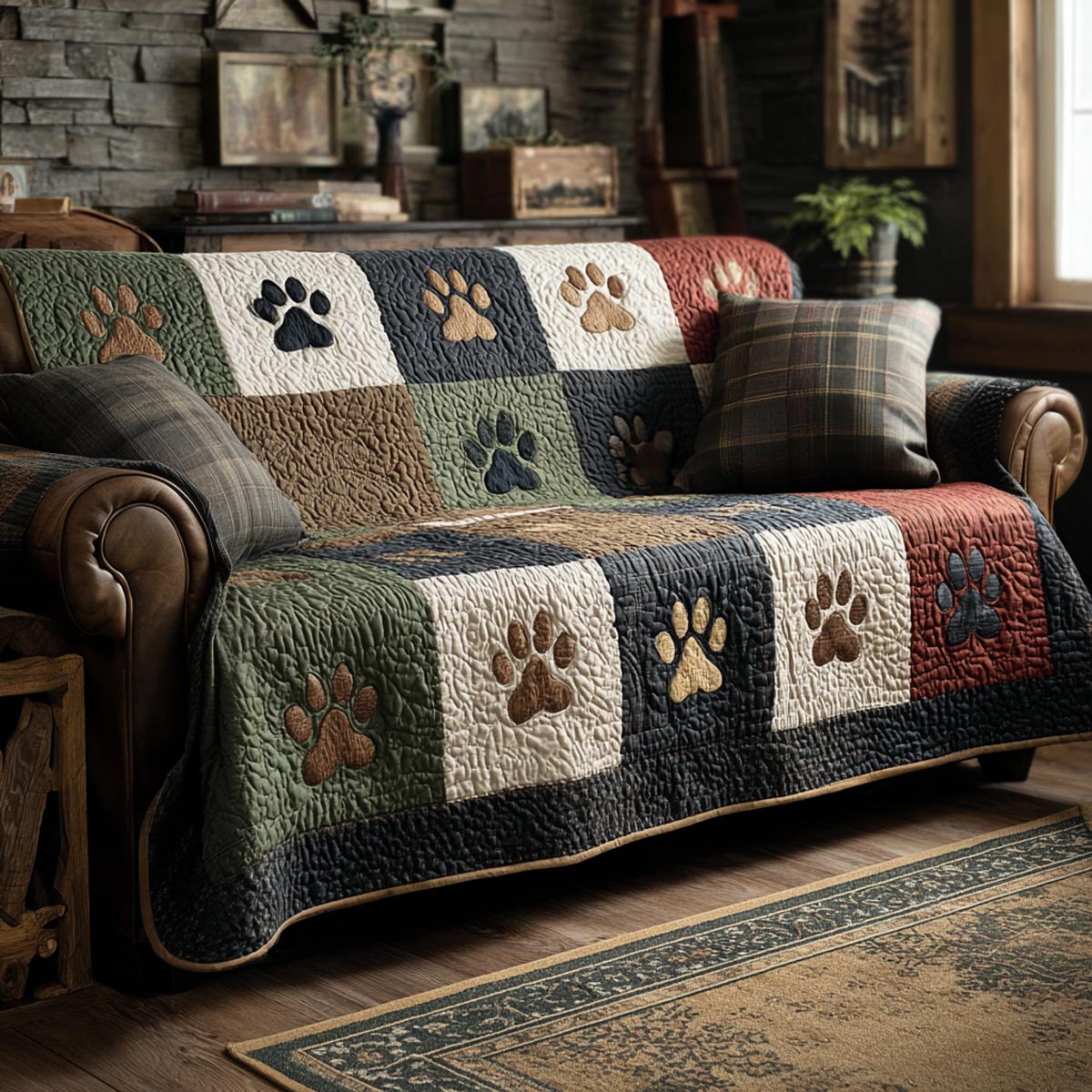 Rustic Paws Quilted Sofa Protector