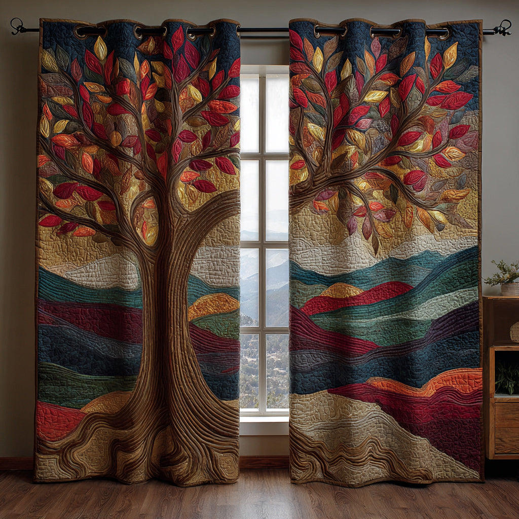 Sunset Tree of Life Quilted Curtains NCU0HH1065