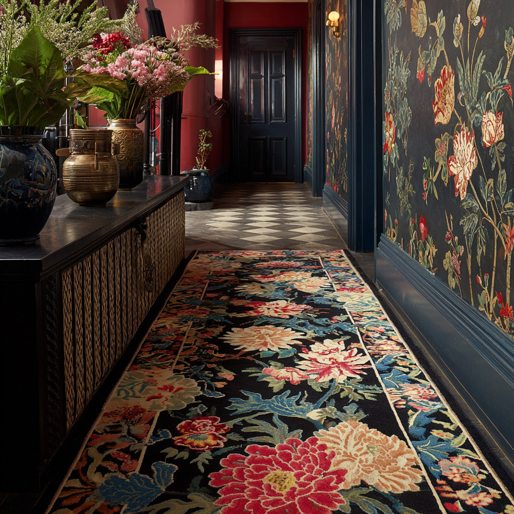 Velvet Bloom Hallway Runner Rug - Model NCU0LDH586