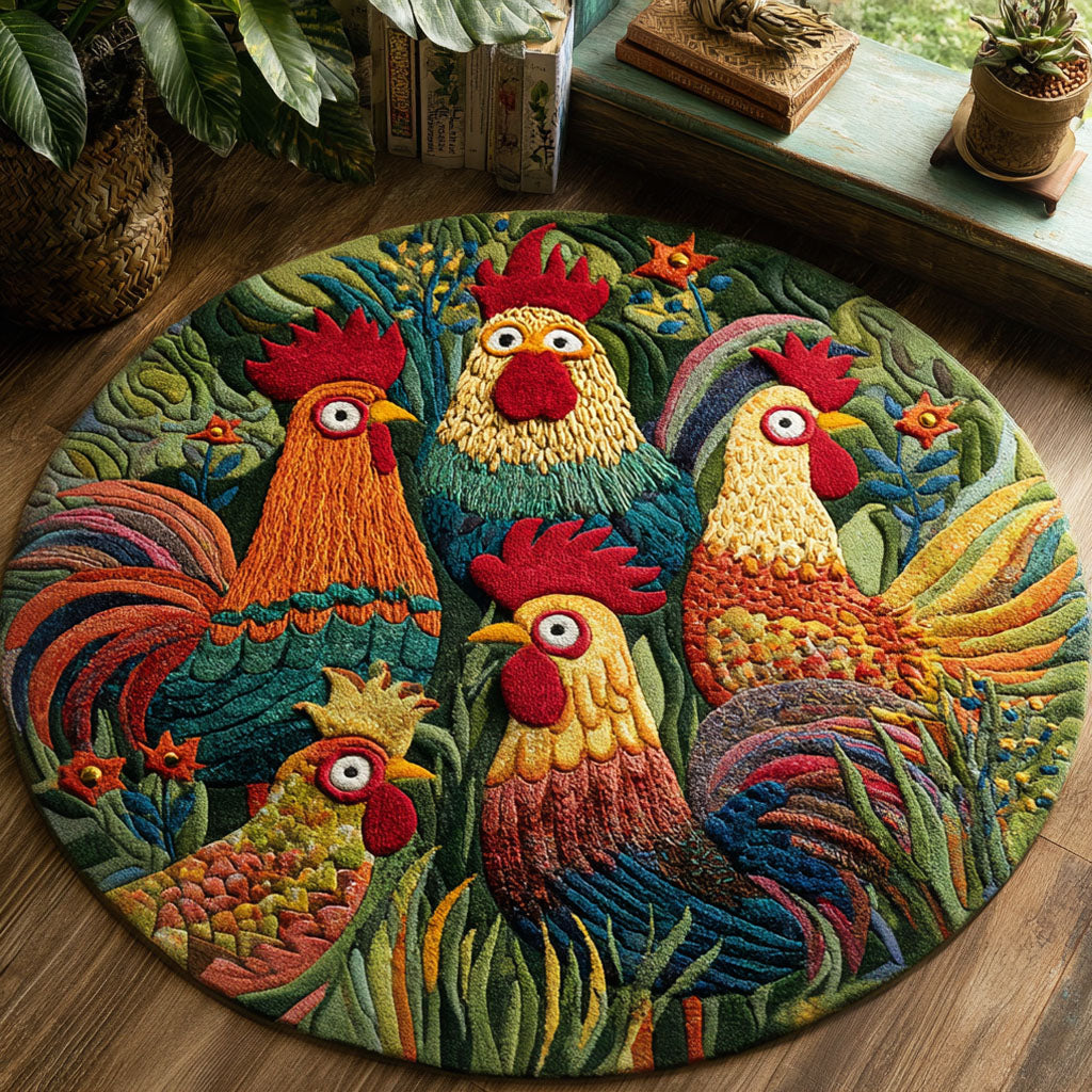 Whimsical Feathers Round Area Rug NCU0PT9866