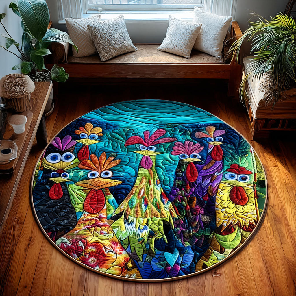 Playful Chicken Round Area Rug NCU0PT9867