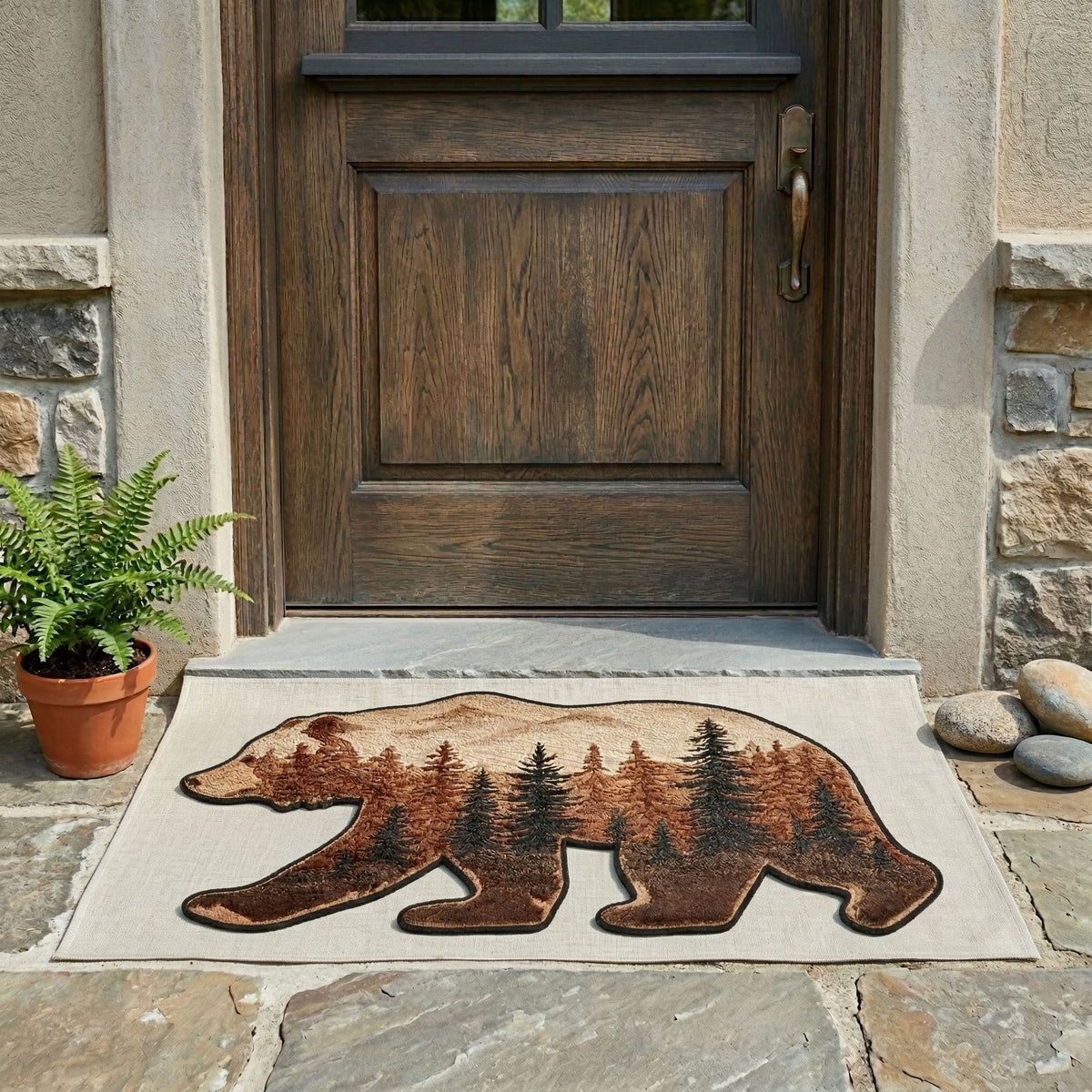 Custom Shaped Wilderness Bear Trail Doormat - NCU0NNT3087