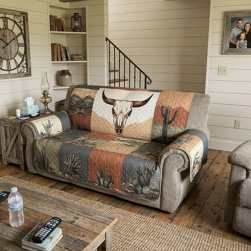 Dustland Quilted Longhorn Western Sofa Cover